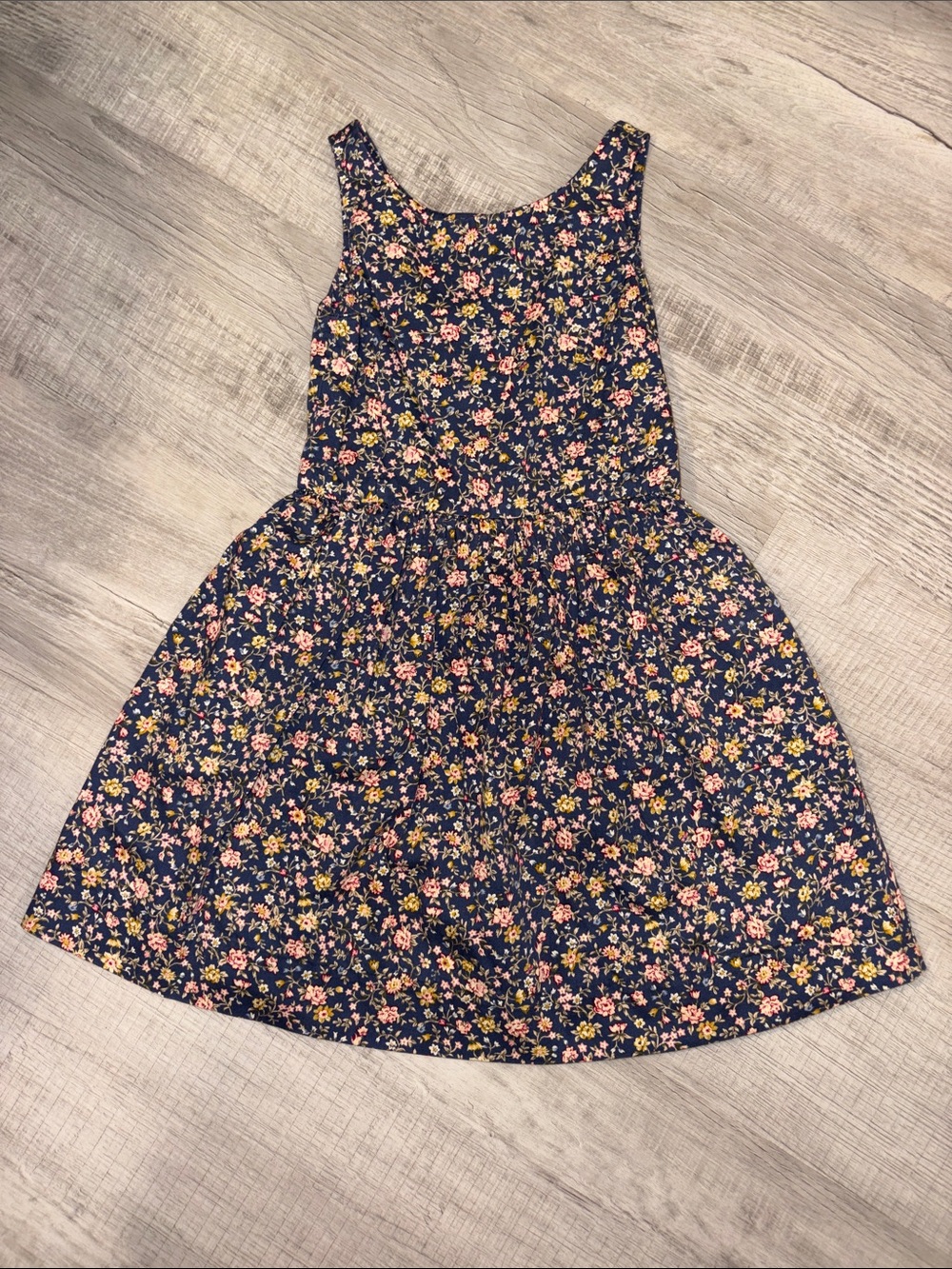 Polo by Ralph Lauren Navy Floral Sleeveless Cotton-Blend Dress
